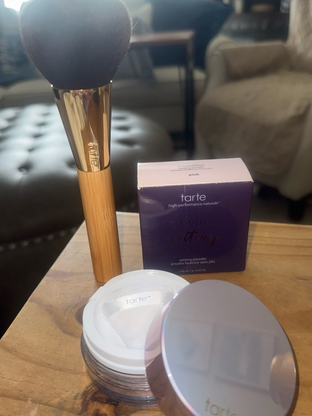 tarte Pink Setting Powder with Silver Lid